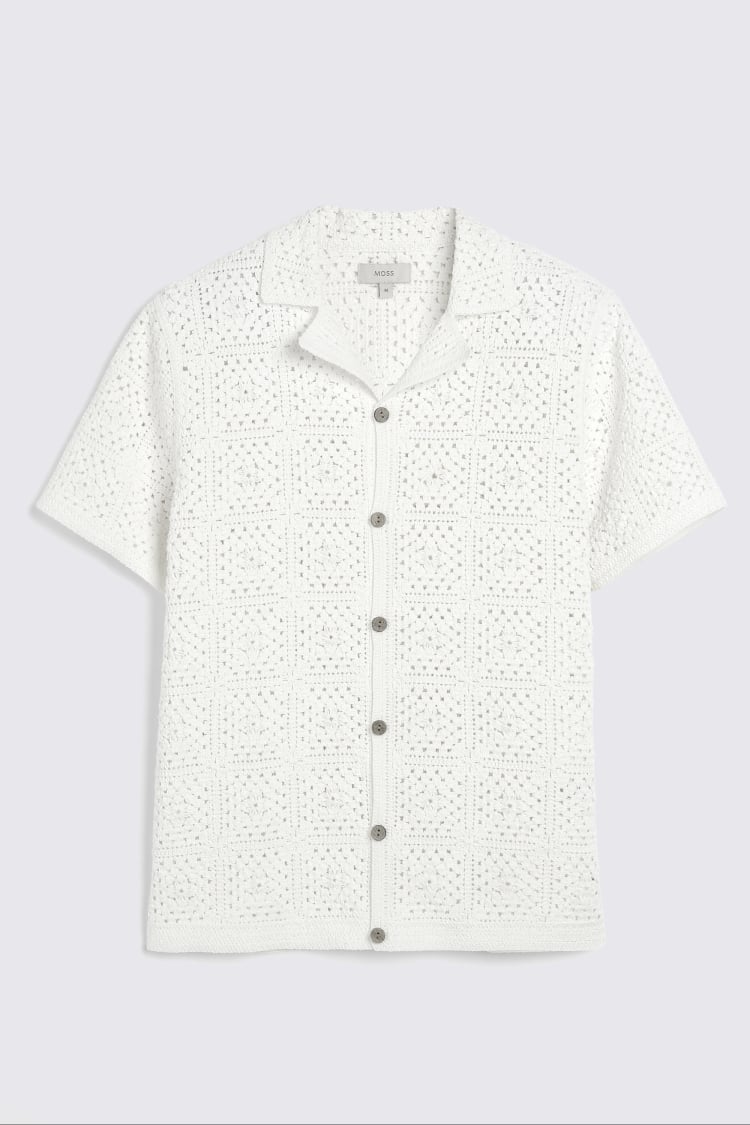 Off White Crochet Cuban Shirt