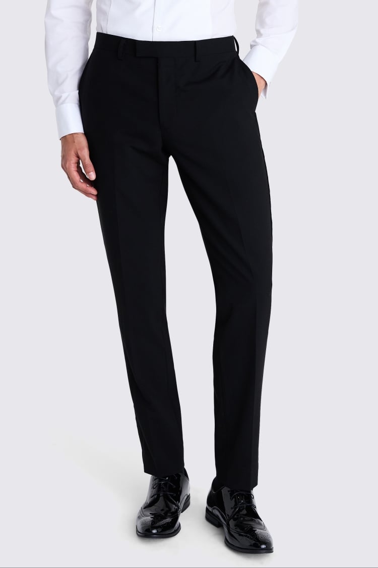 Slim Fit Black Wool Notch Lapel Tuxedo