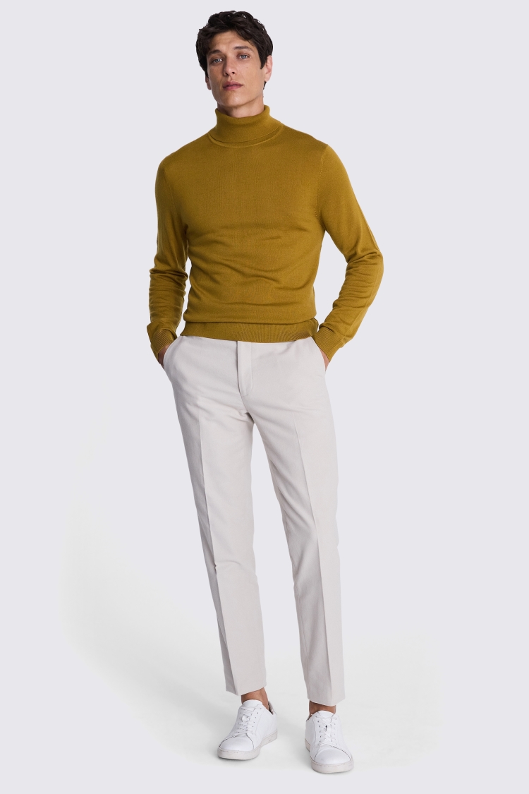 Old Gold Merino Roll-Neck Jumper