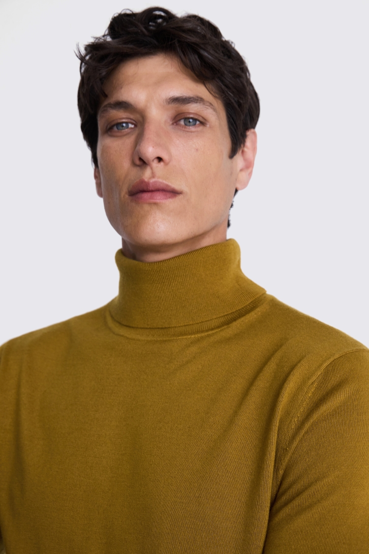 Old Gold Merino Roll-Neck Jumper