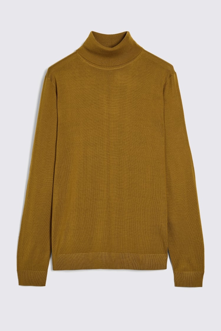 Old Gold Merino Roll-Neck Jumper