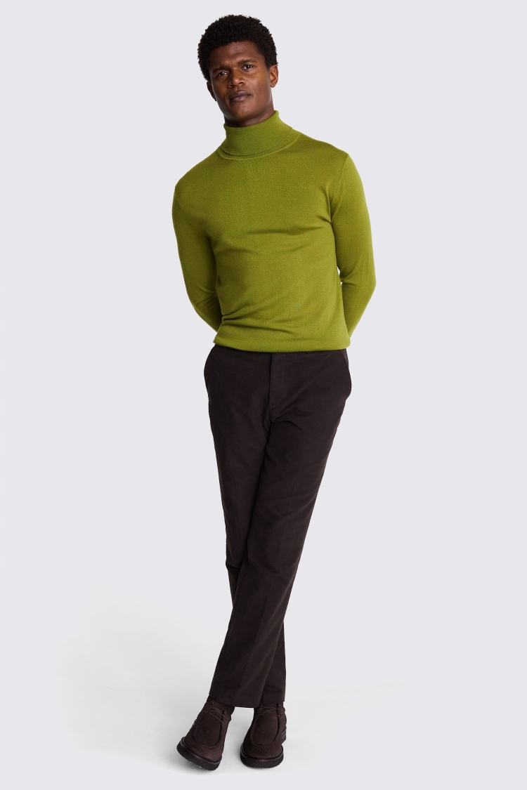 Olive Green Merino Roll Neck Jumper Buy Online at Moss