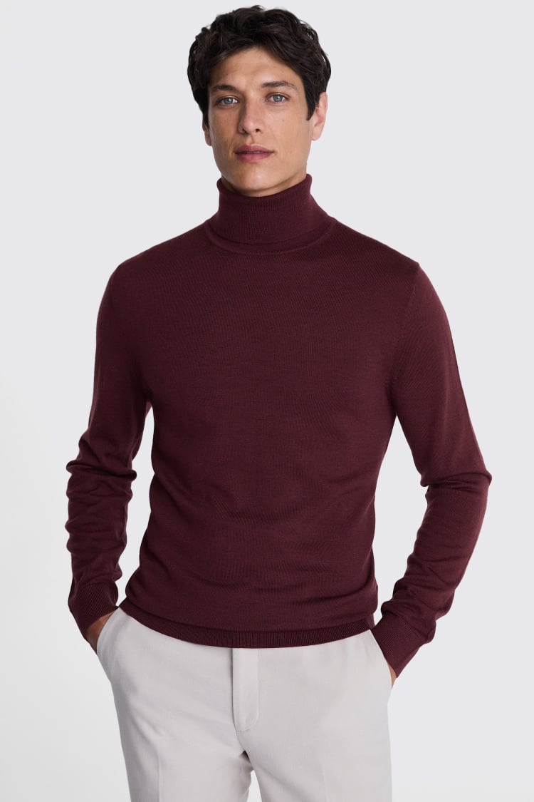 Cerise Merino Roll-Neck Jumper