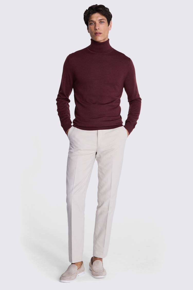 Cerise Merino Roll-Neck Jumper