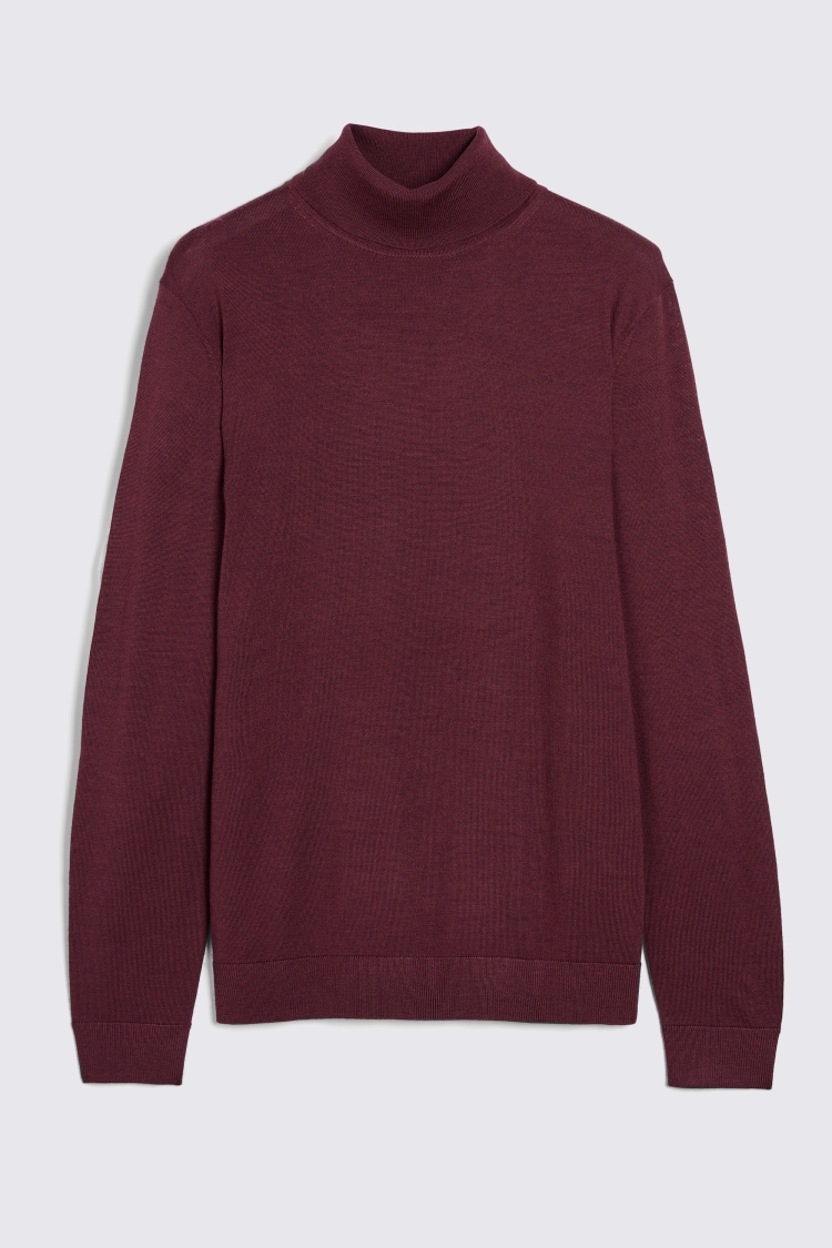 Cerise Merino Roll-Neck Jumper