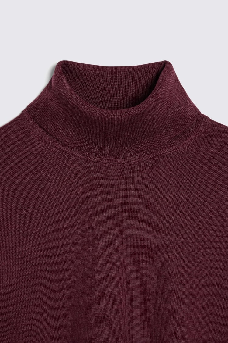 Cerise Merino Roll-Neck Jumper