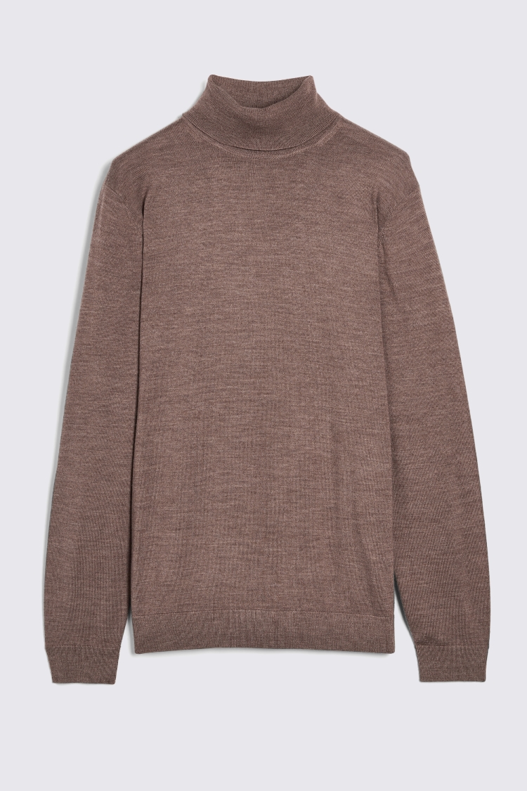 Mocha Merino Roll-Neck Jumper