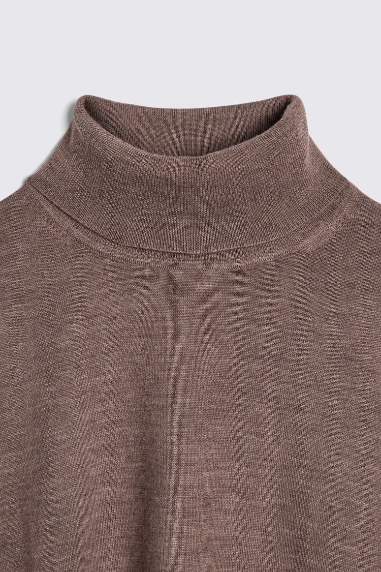 Mocha Merino Roll-Neck Jumper