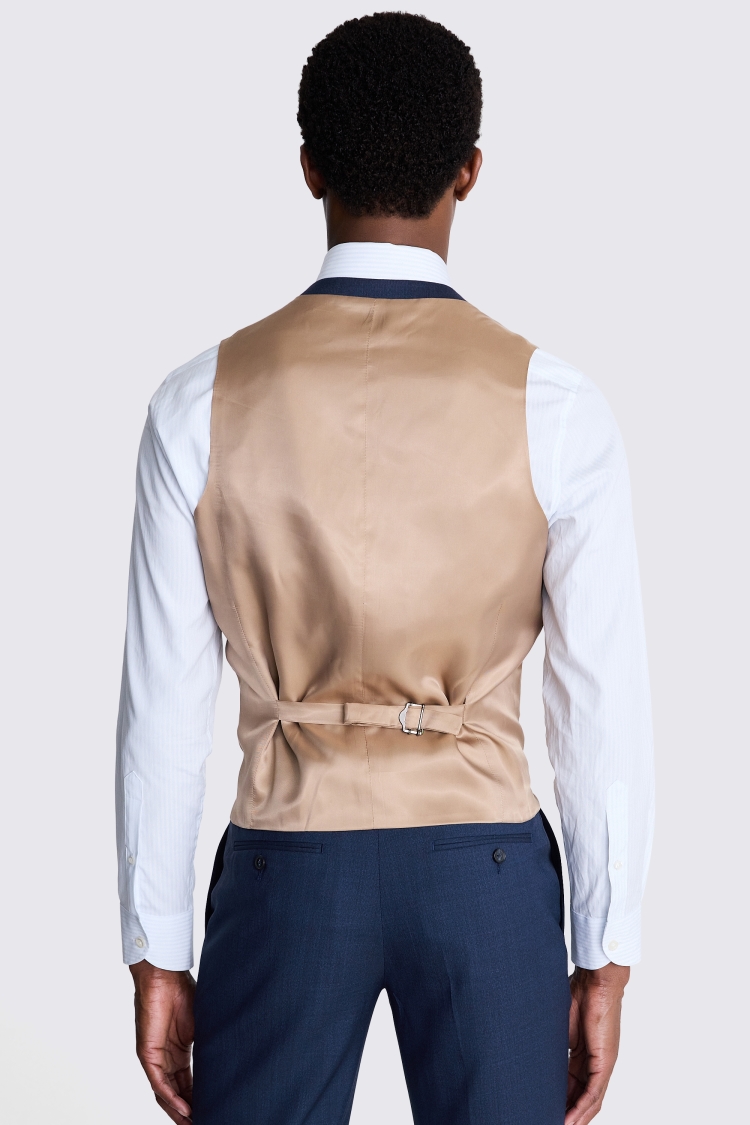 Italian Tailored Fit Blue Half Lined Vest