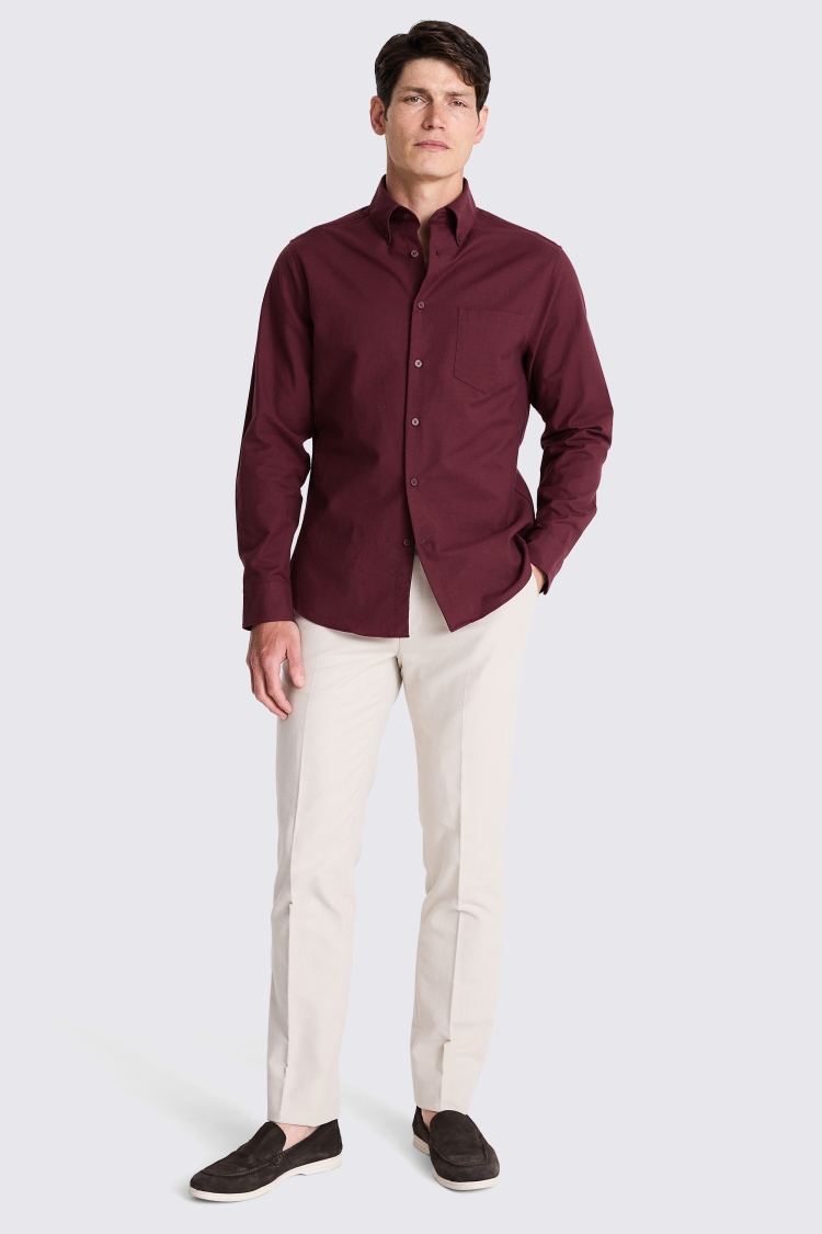 Burgundy Washed Oxford Shirt