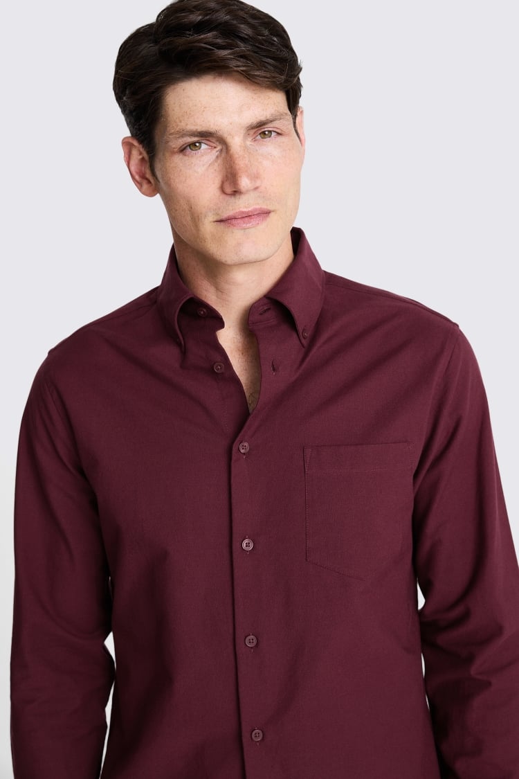 Burgundy Washed Oxford Shirt