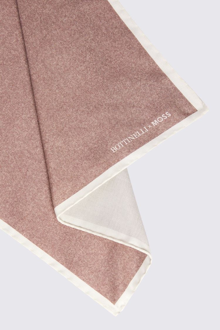 Bottinelli Dusty Pink Silk Semi-Plain Pocket Square
