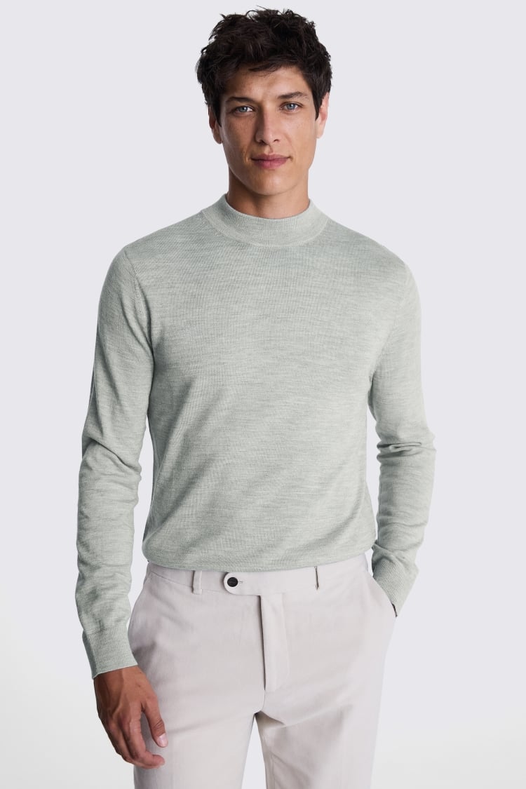 Light Grey Merino Mock-Neck Jumper