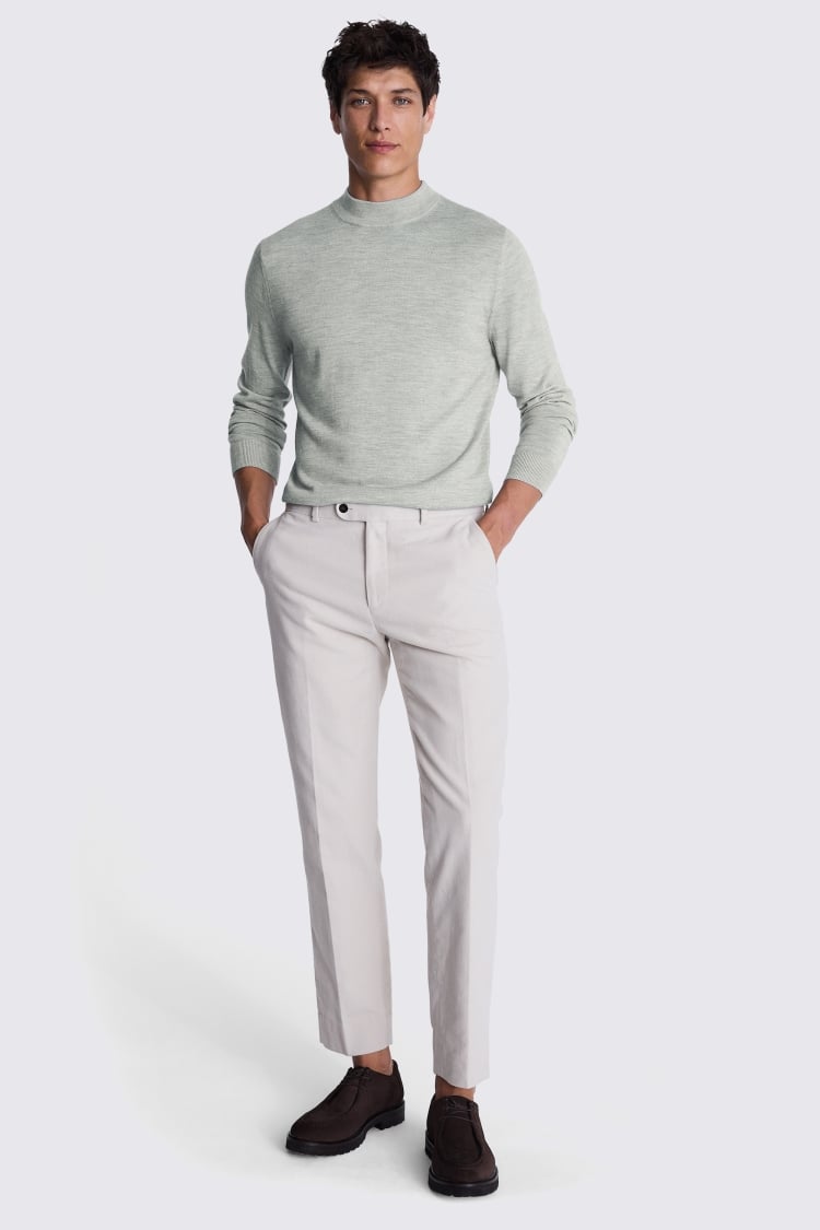 Light Grey Merino Mock-Neck Jumper