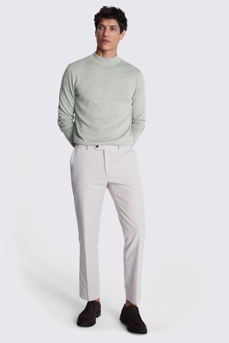 Light Grey Merino Mock-Neck Jumper