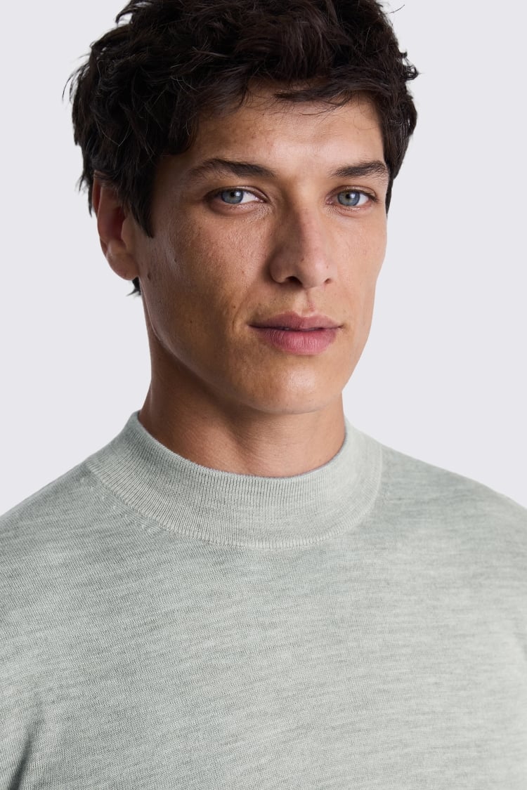 Light Grey Merino Mock-Neck Jumper