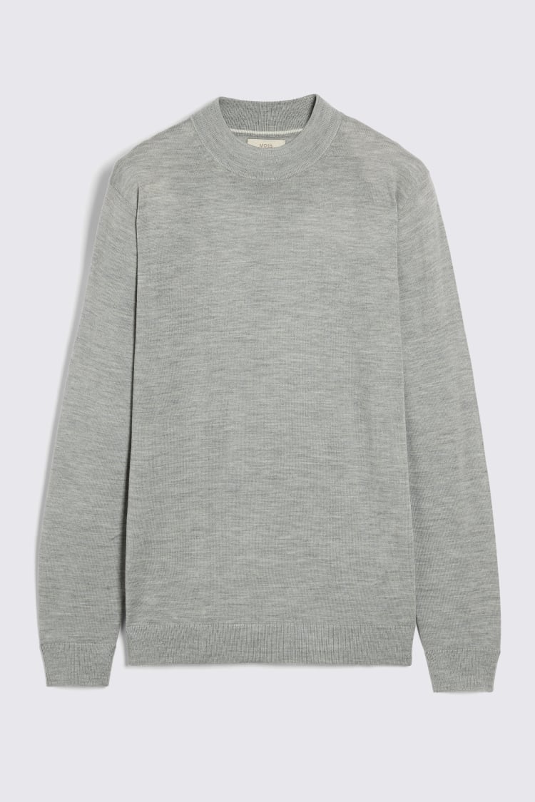 Light Grey Merino Mock-Neck Jumper