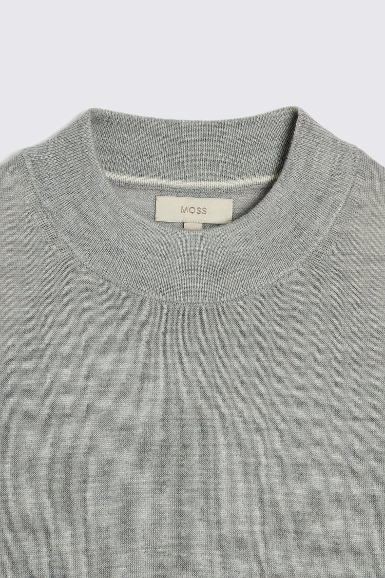 Light Grey Merino Mock-Neck Jumper