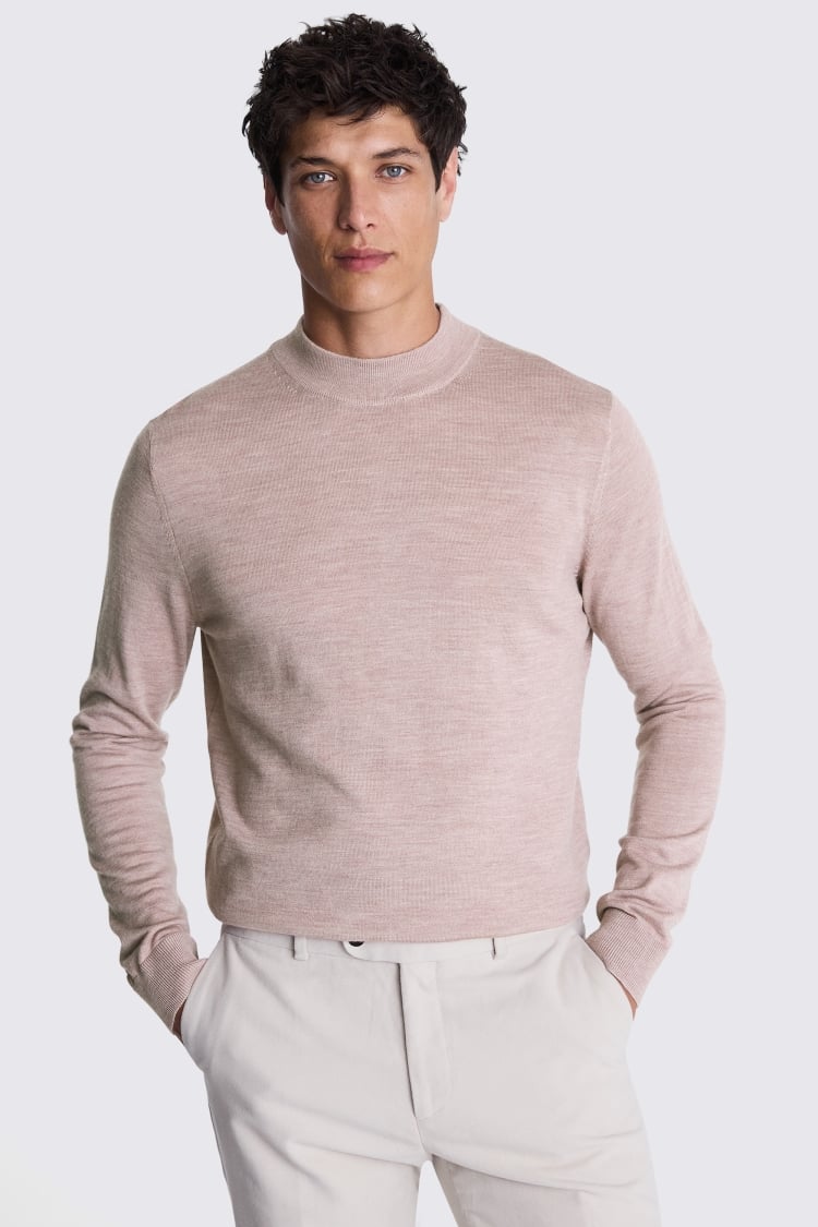 Light Pink Merino Mock Neck Jumper Buy Online at Moss