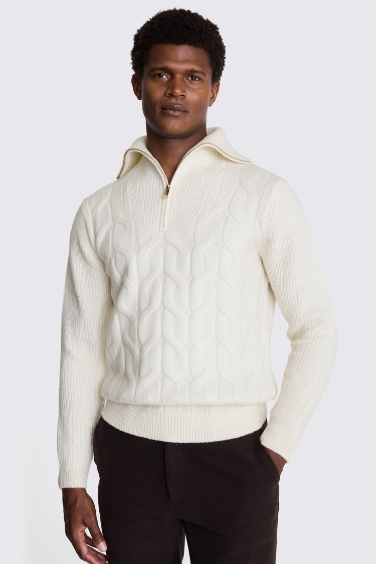 Ecru Chunky Quarter Zip Jumper