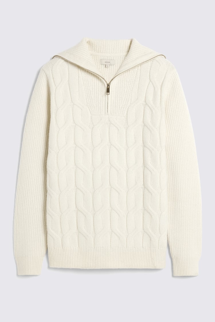 Ecru Chunky Quarter Zip Jumper