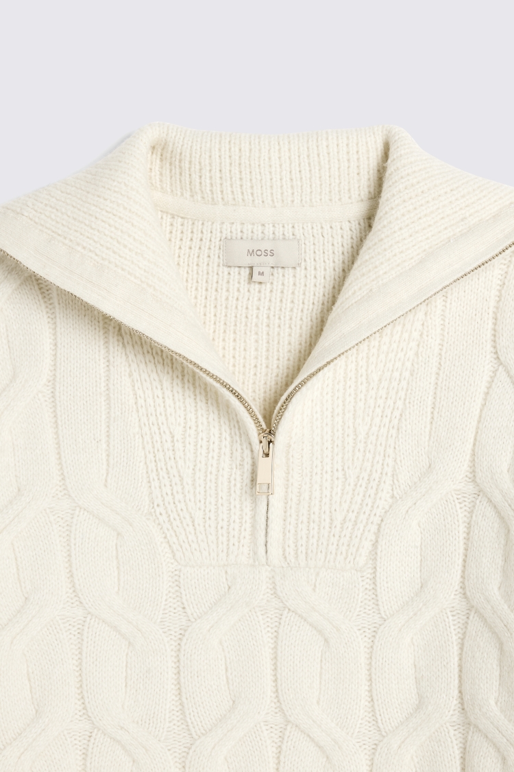 Ecru Chunky Quarter Zip Jumper