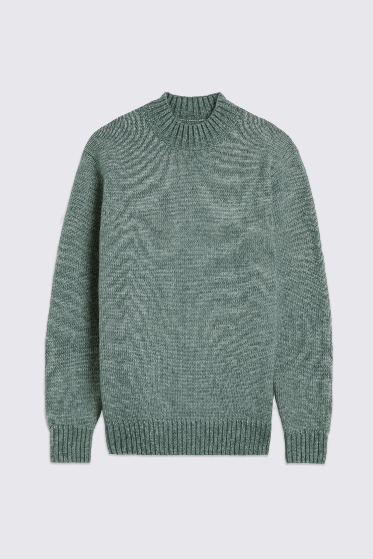 Teal Chunky Mock Neck Jumper