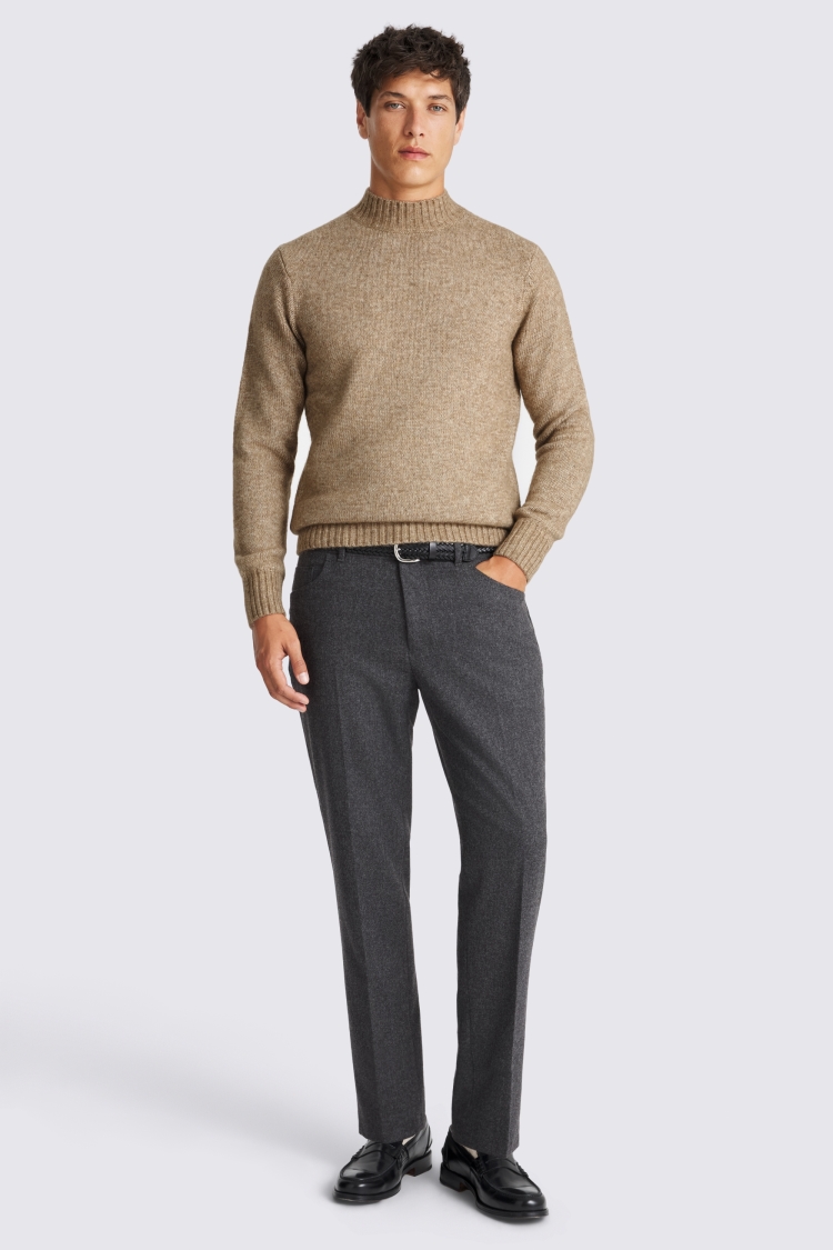 Camel Chunky Mock Neck Jumper