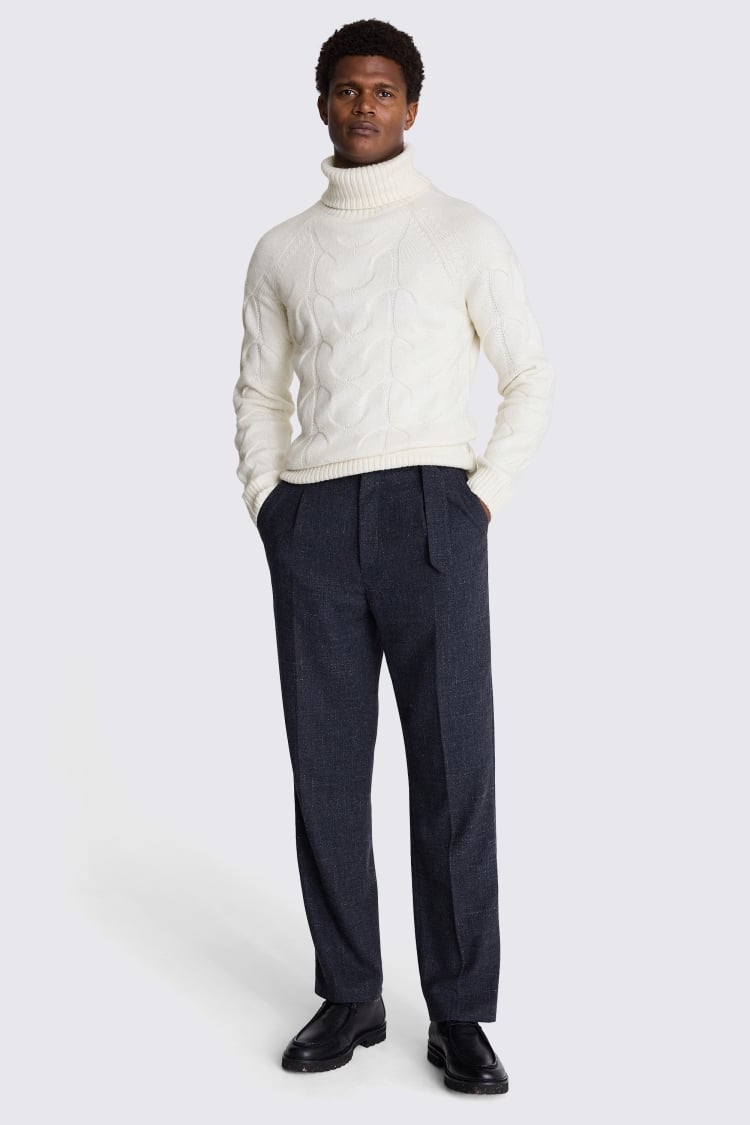 Ecru Cable Roll Neck Jumper