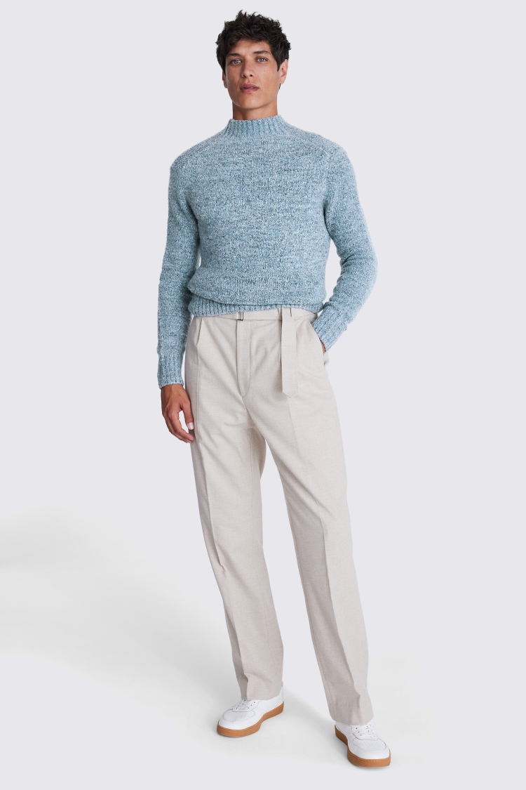 Blue Chunky Mock-Neck Jumper