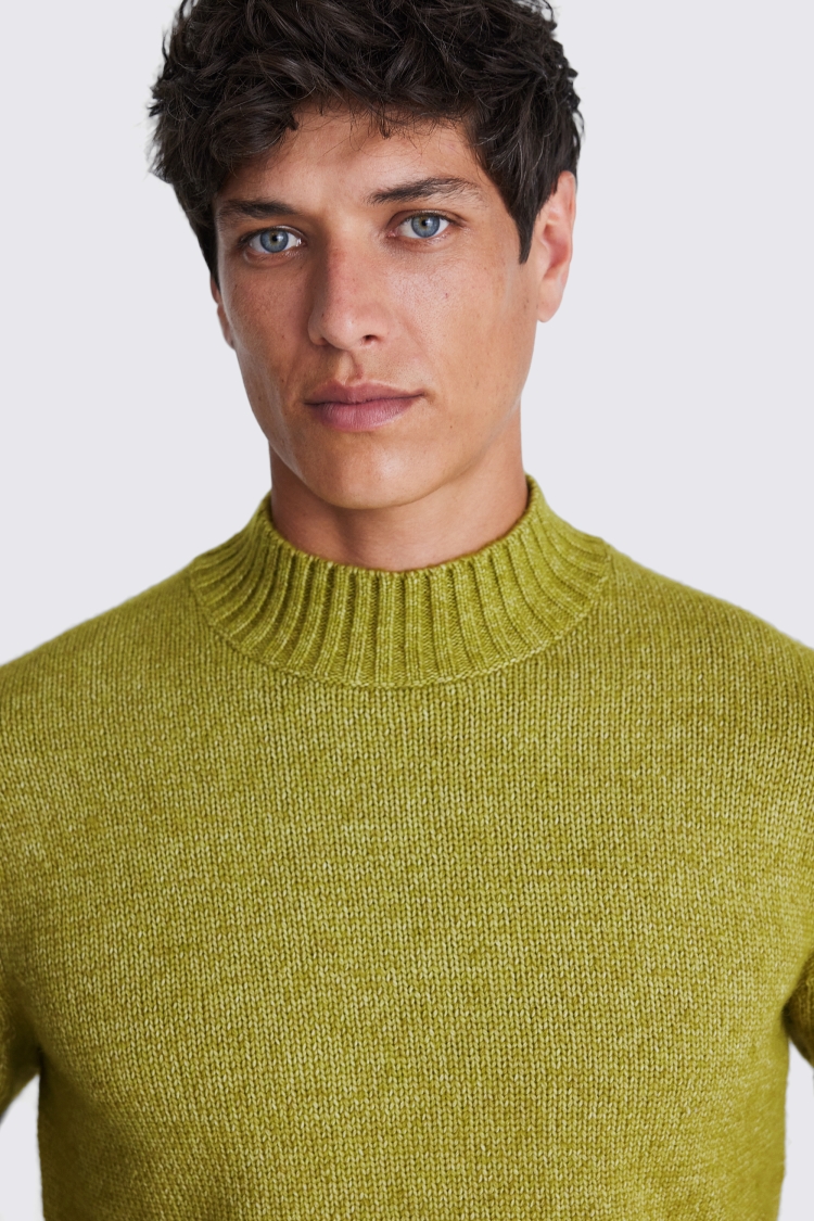 Lime Chunky Mock Neck Jumper