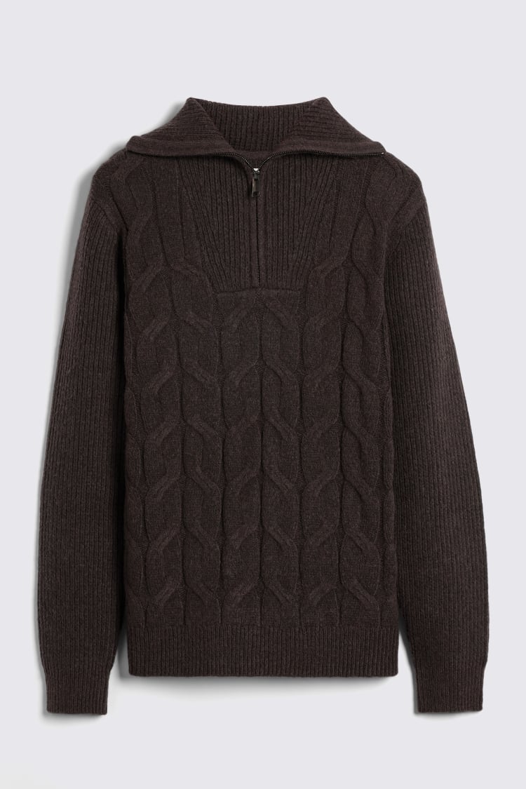 Brown Chunky Quarter Zip Jumper