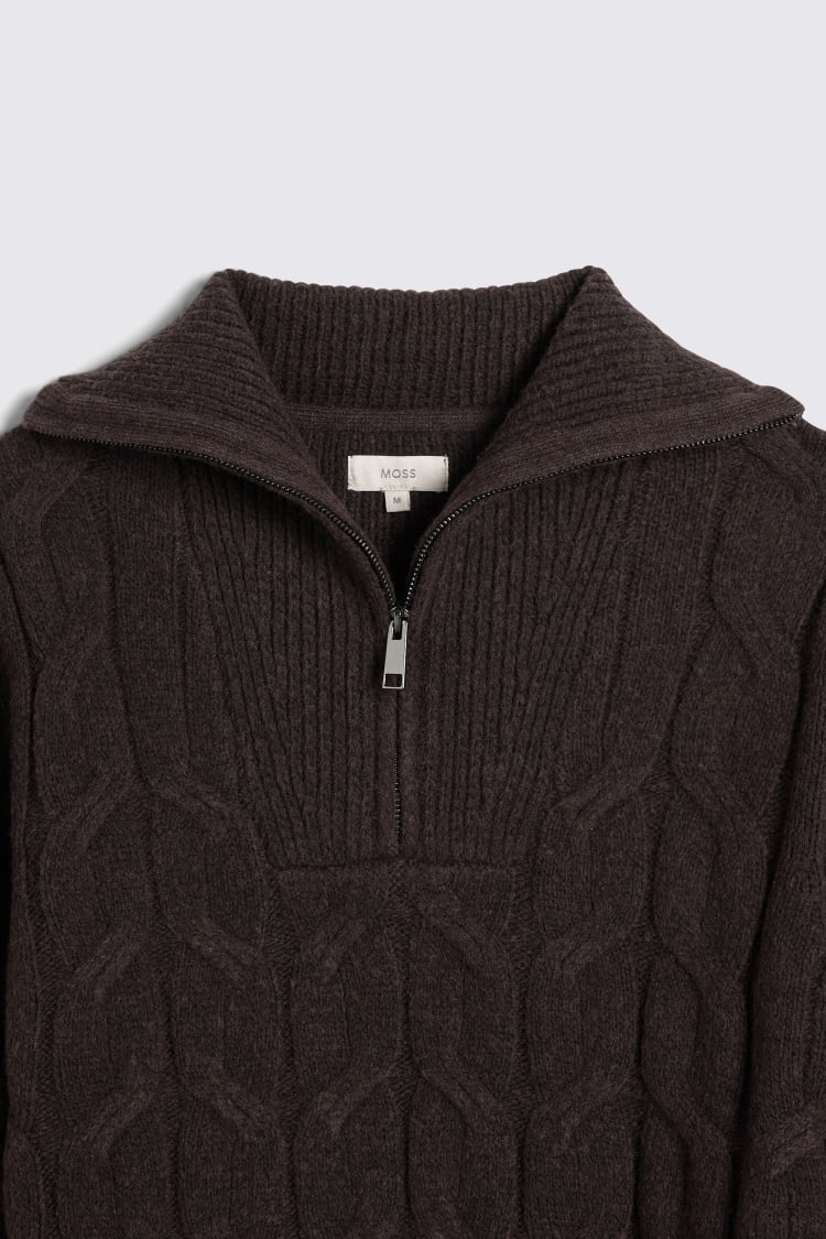 Brown Chunky Quarter Zip Jumper