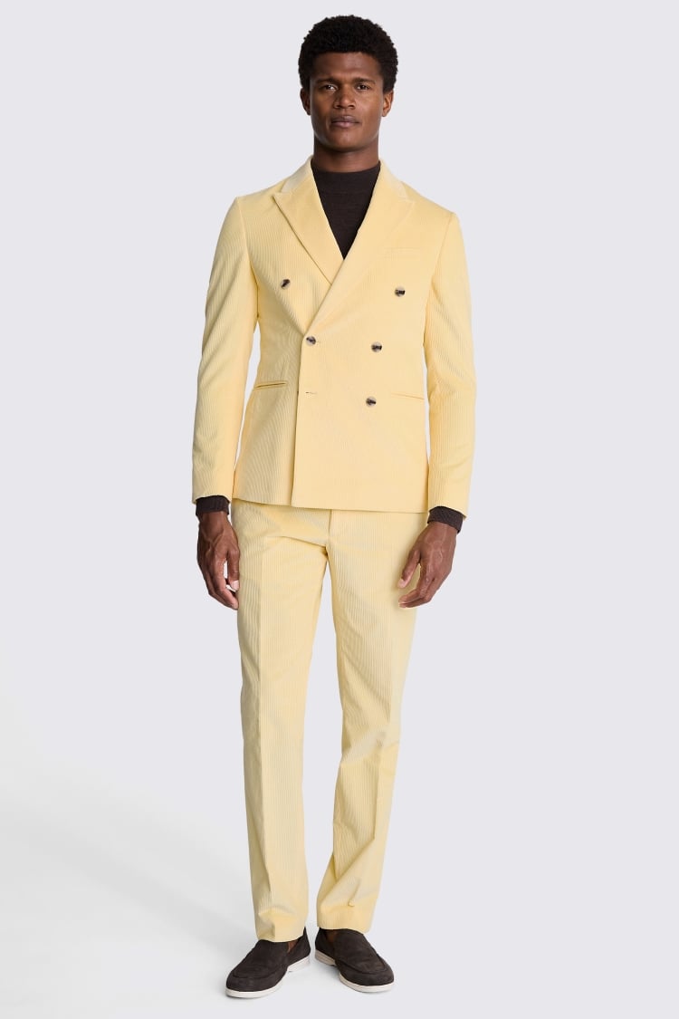 Slim Fit Yellow Corduroy Suit