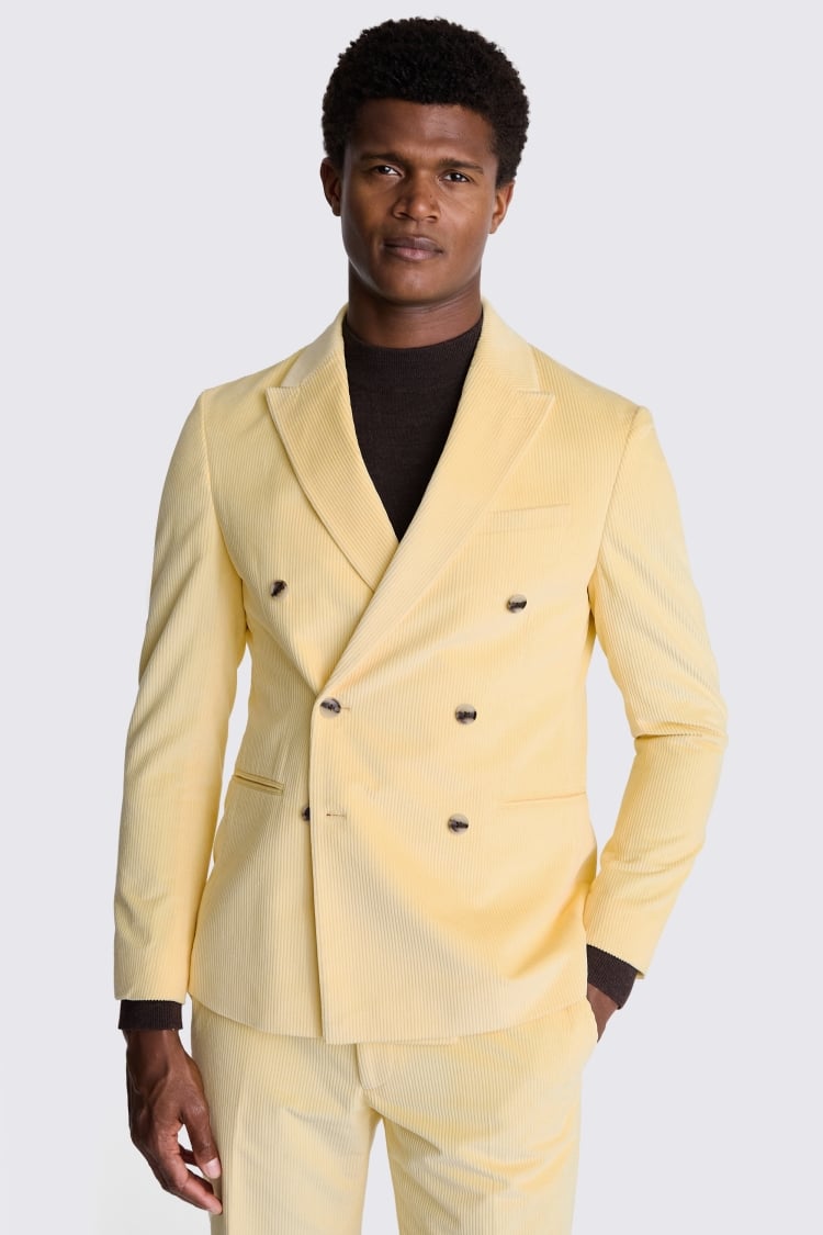 Slim Fit Yellow Corduroy Suit