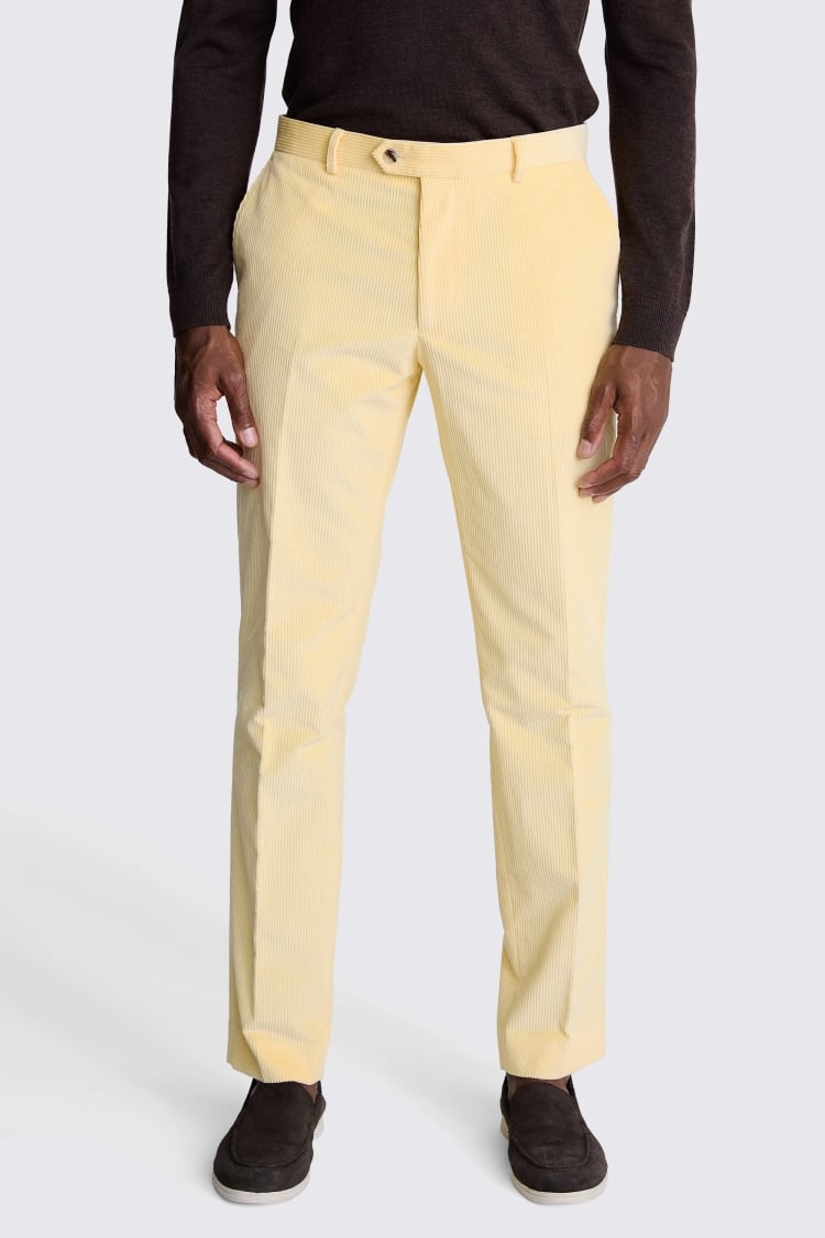 Slim Fit Yellow Corduroy Trousers