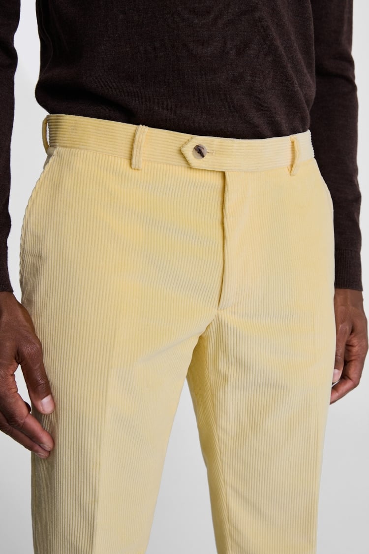 Slim Fit Yellow Corduroy Trousers