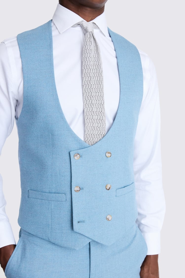 Slim Fit Duck Egg Flannel Waistcoat 