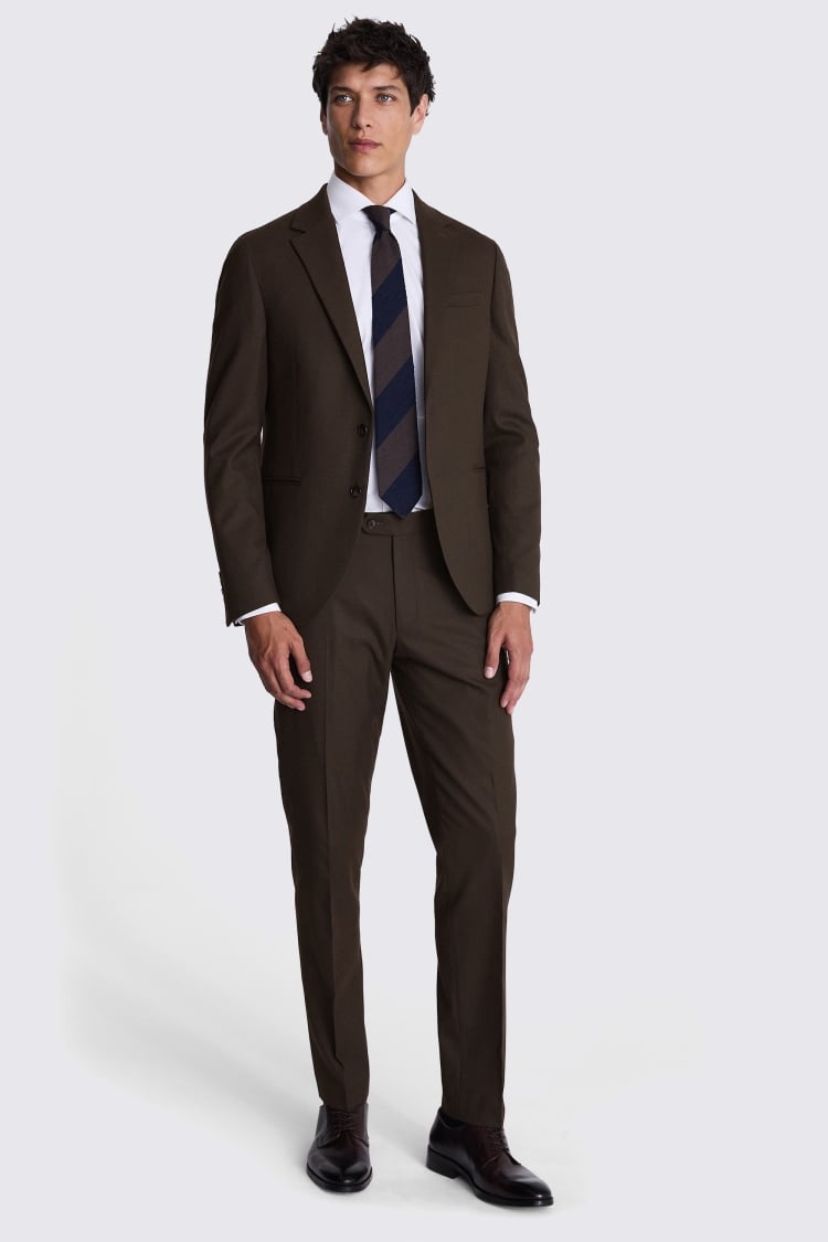 Slim Fit Brown Flannel Suit