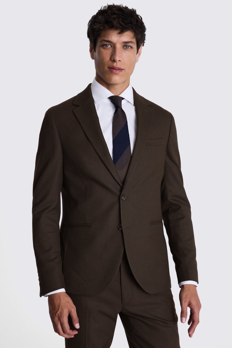 Slim Fit Brown Flannel Suit