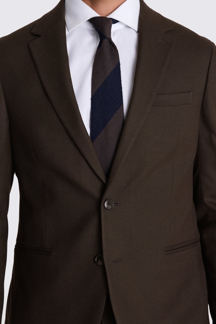 Slim Fit Brown Flannel Suit