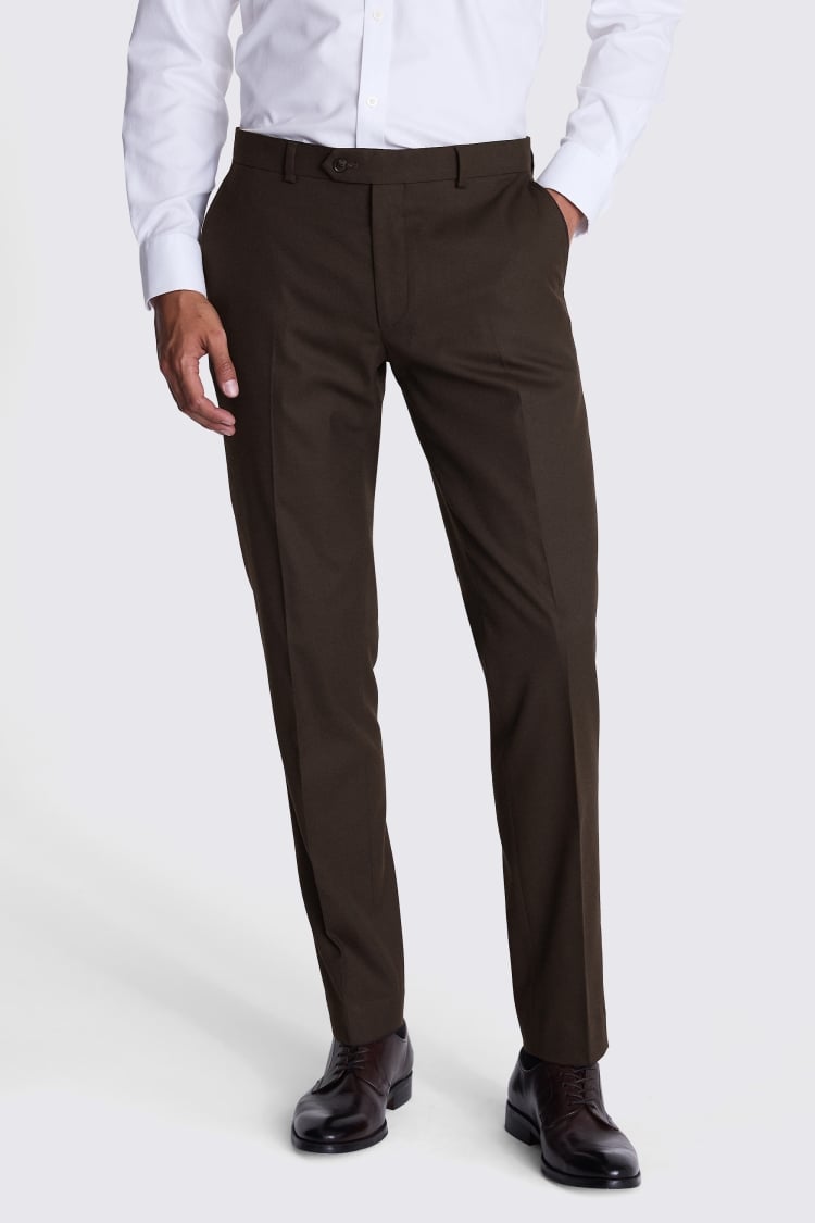 Slim Fit Brown Flannel Trousers