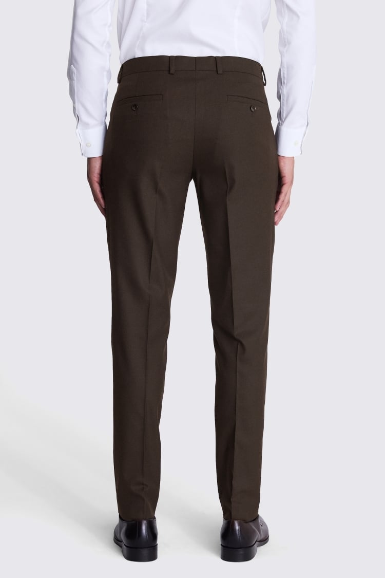 Slim Fit Brown Flannel Trousers