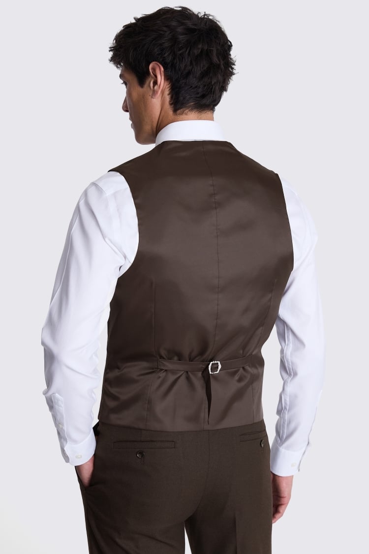 Slim Fit Brown Flannel Waistcoat 