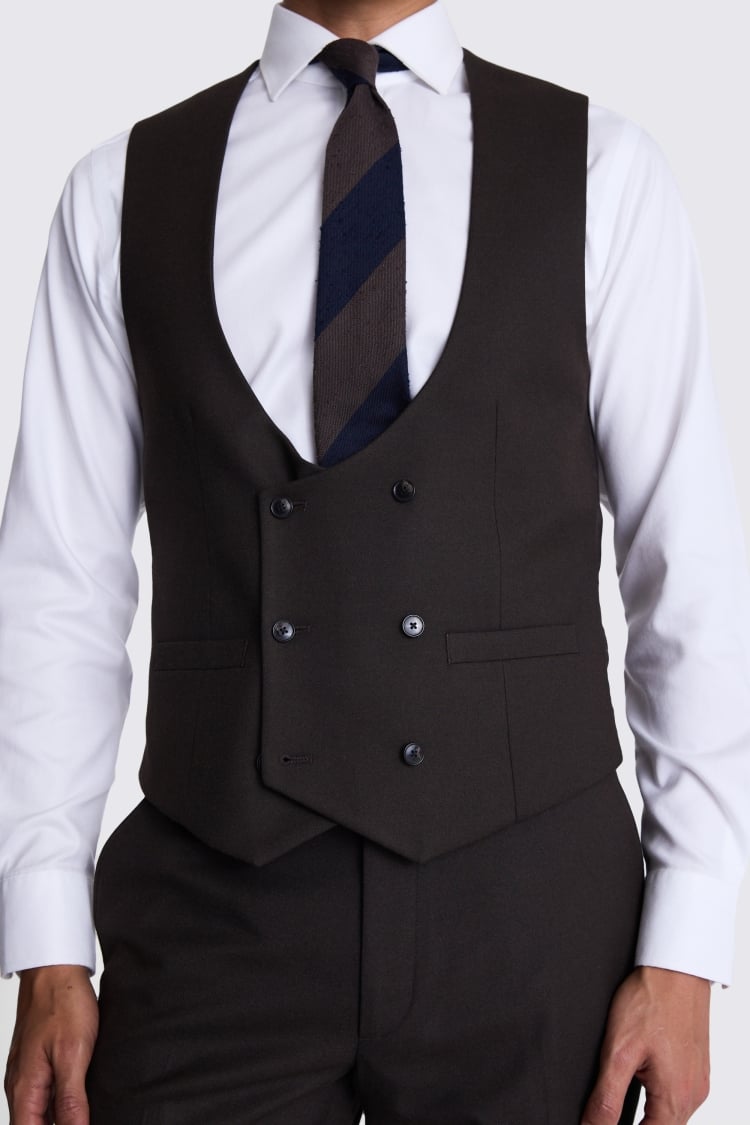 Slim Fit Brown Flannel Waistcoat 