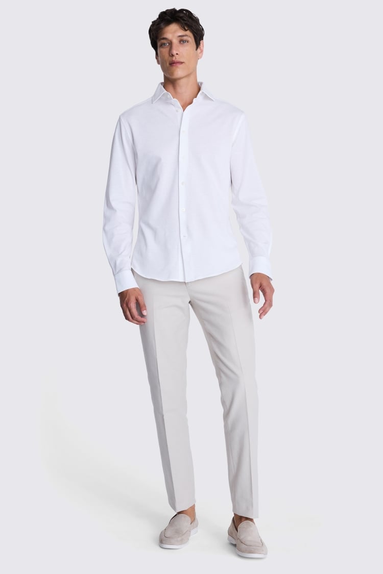 White Piqué Knit Shirt 