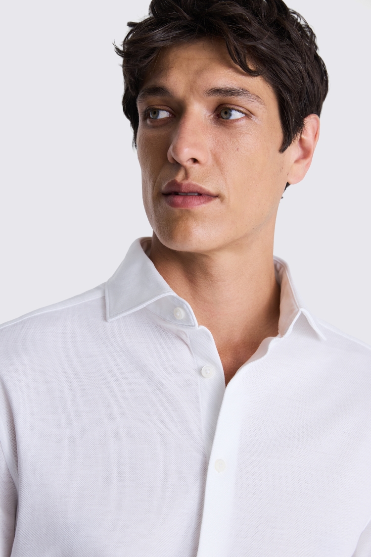 White Piqué Knit Shirt 