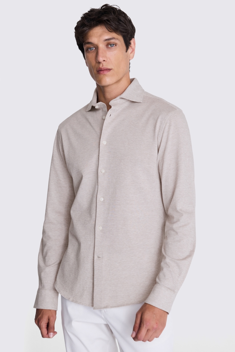 Neutral Piqué Knit Shirt 