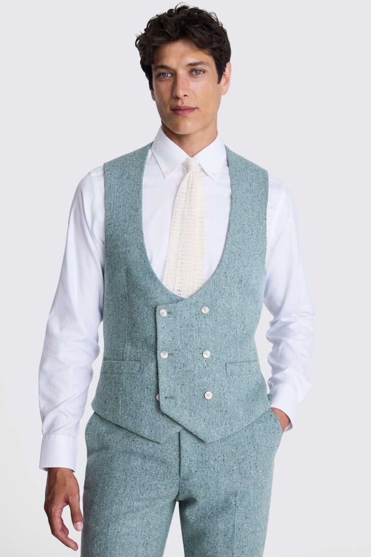 Tailored Fit Duck Egg Donegal Waistcoat