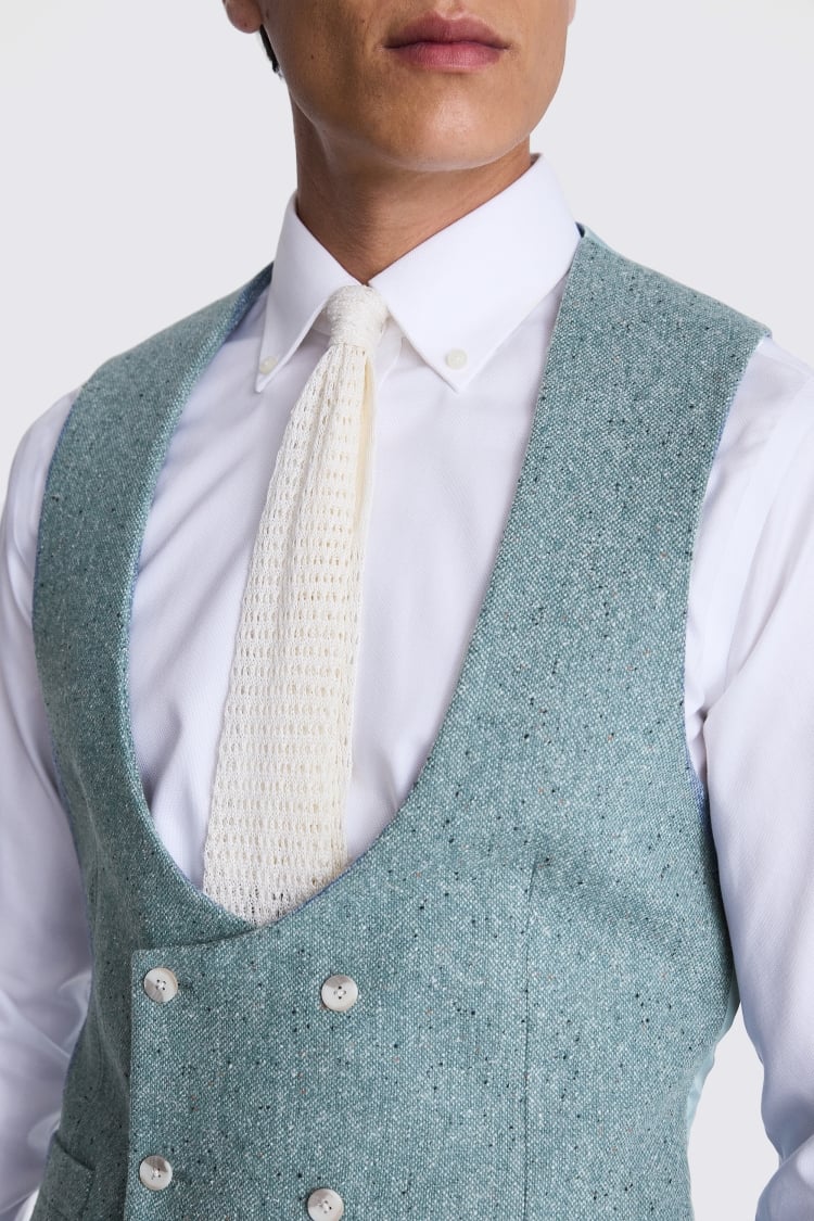 Tailored Fit Duck Egg Donegal Waistcoat